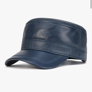 Amazon Navy Leather Cap